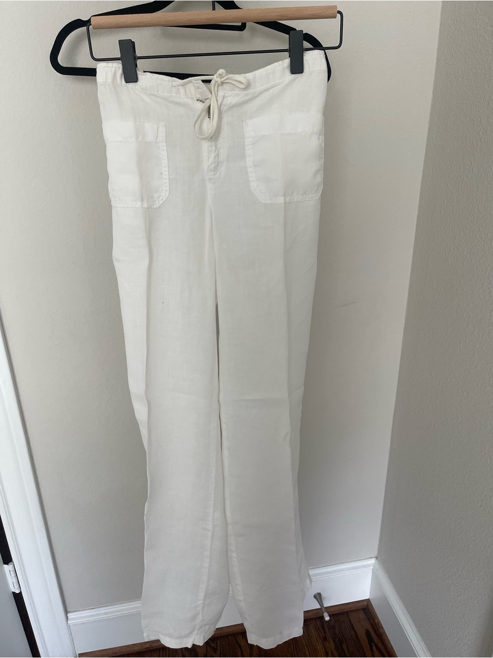 Vince Cream Wide-Leg Drawstring Linen Pants